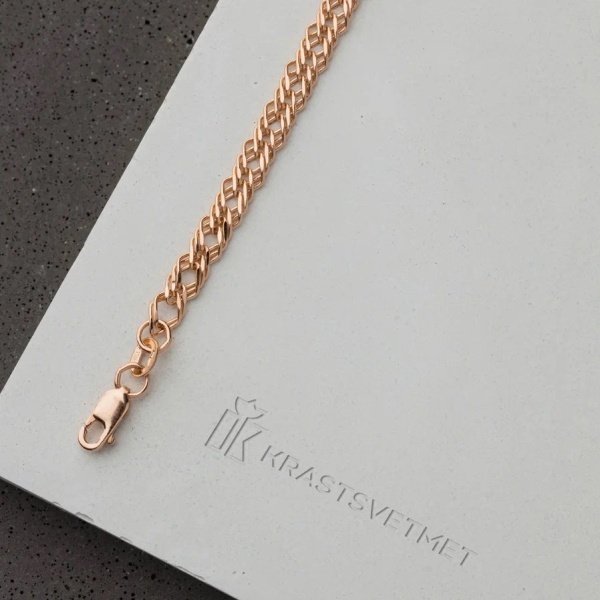 Браслет из красного золота, плетение «Ромб тройной»